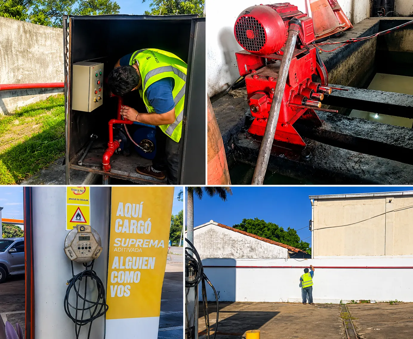 Trabajos de reparación de equipos PCI y calibradores en una estación de servicio